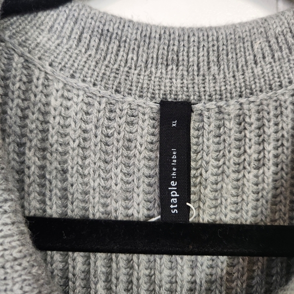 Staple The Label Ribbed Knit Gray Polo Sweater Dress Long V-Neck Size XL Office - Picture 5 of 10